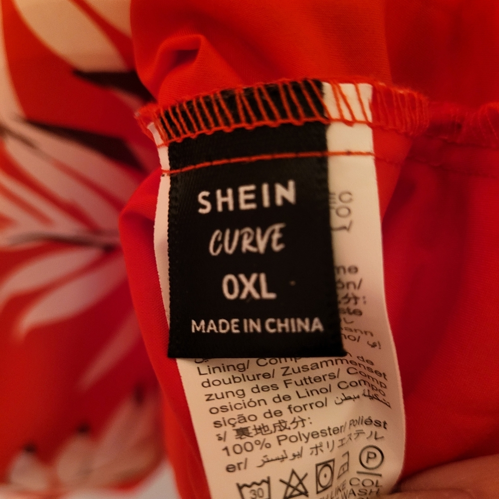 Shein Emery Rose Plus Size Wrap Front Dress Womens Size 12 (0XL) Red Orange - Picture 5 of 5